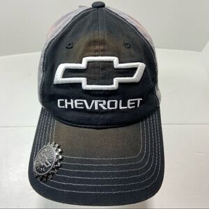 GM Chevrolet Cap Hat Embroidered Black Faded Logo W/ Bottle Cap NWT Trucker